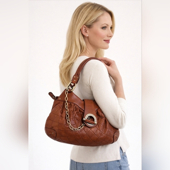 BALLY Hand Bag Leather Brown Authentic - Picture 2 of 14